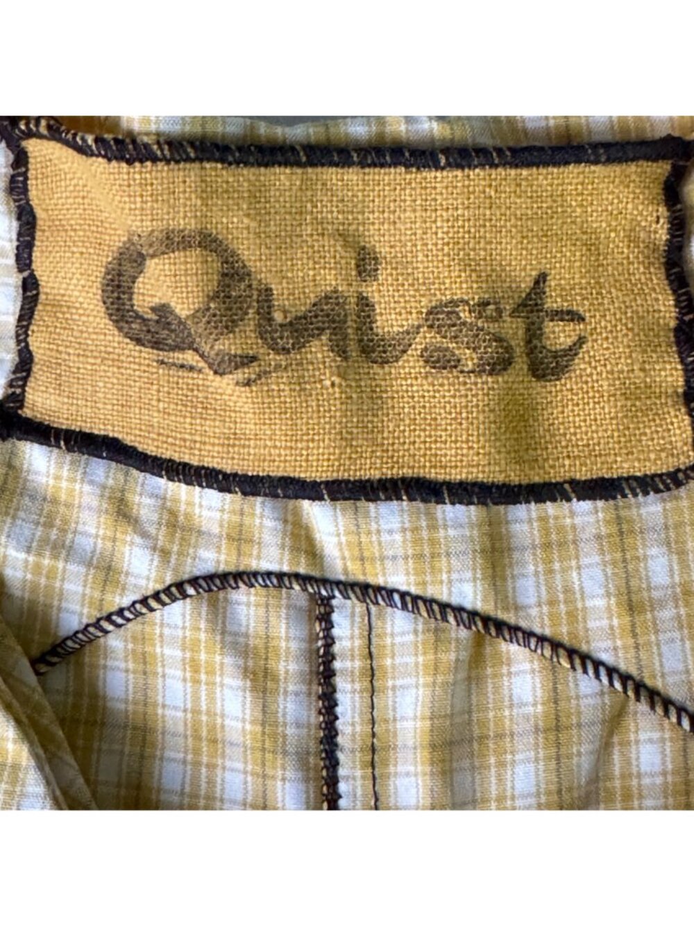 Vintage Quist Kid's Overalls Jumper Yellow Gingham Anchor Buttons Pocket 12-18mo - Picture 2 of 6